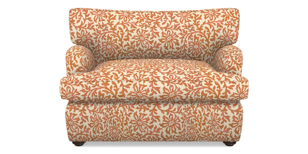 Product photograph of Alwinton Sofa Bed Snuggler Sofa Bed In V A Brompton Collection - Floral Scroll - Terracotta from Sofas and Stuff Limited