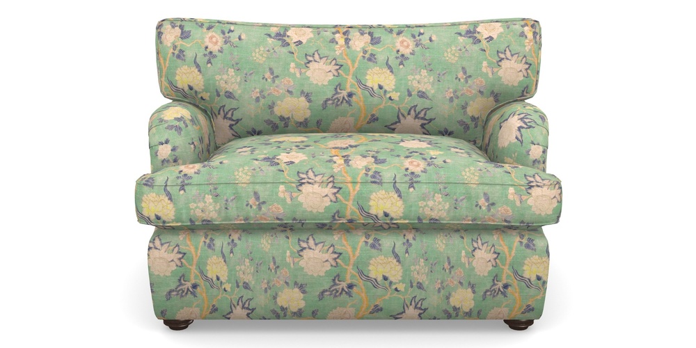 Product photograph of Alwinton Sofa Bed Snuggler Sofa Bed In Floral Linen - Even So Verde from Sofas and Stuff Limited