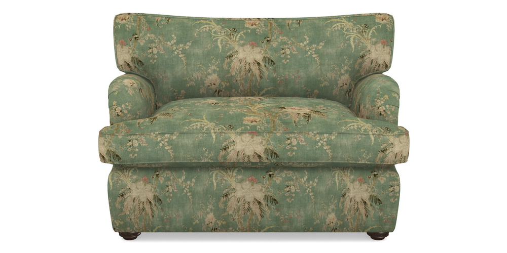 Product photograph of Alwinton Sofa Bed Snuggler Sofa Bed In Floral Linen - Zefferino Emerald from Sofas and Stuff Limited