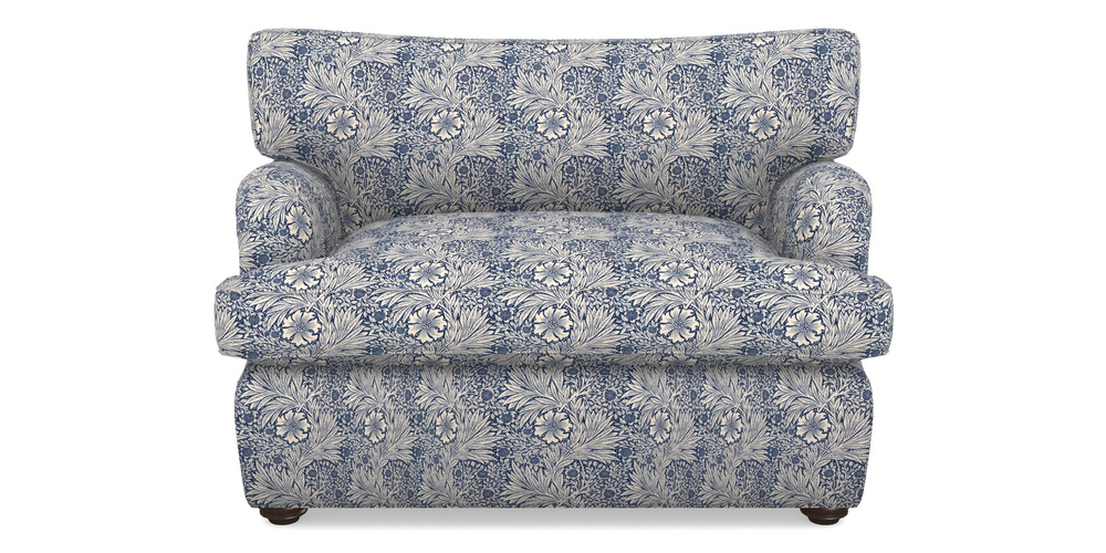 Product photograph of Alwinton Sofa Bed Snuggler Sofa Bed In William Morris Collection - Marigold - Indigo Linen from Sofas and Stuff Limited