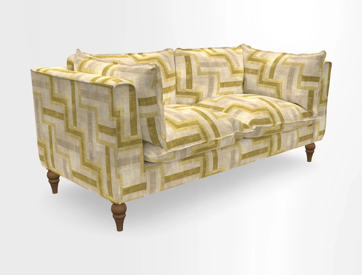 Aysgarth 3 Seater Sofa in Furrow Stripe Broad and Furrow Stripe Narrow Sunflower