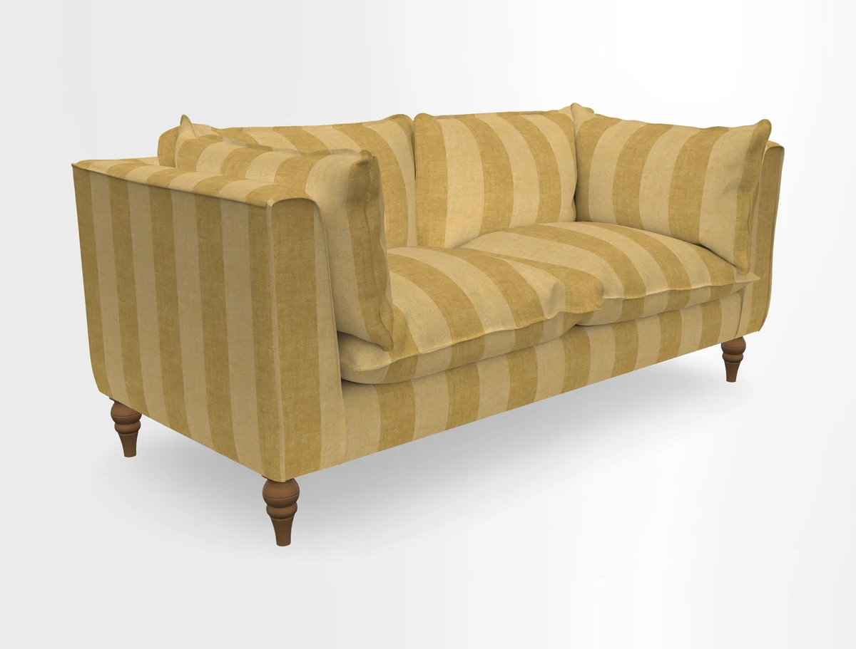 Aysgarth 3 Seater Sofa in Furrow Stripe Broad and Furrow Stripe Narrow Sunflower