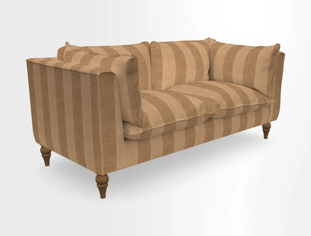 Aysgarth 3 Seater Sofa in Furrow Stripe Broad and Furrow Stripe Narrow Sunflower