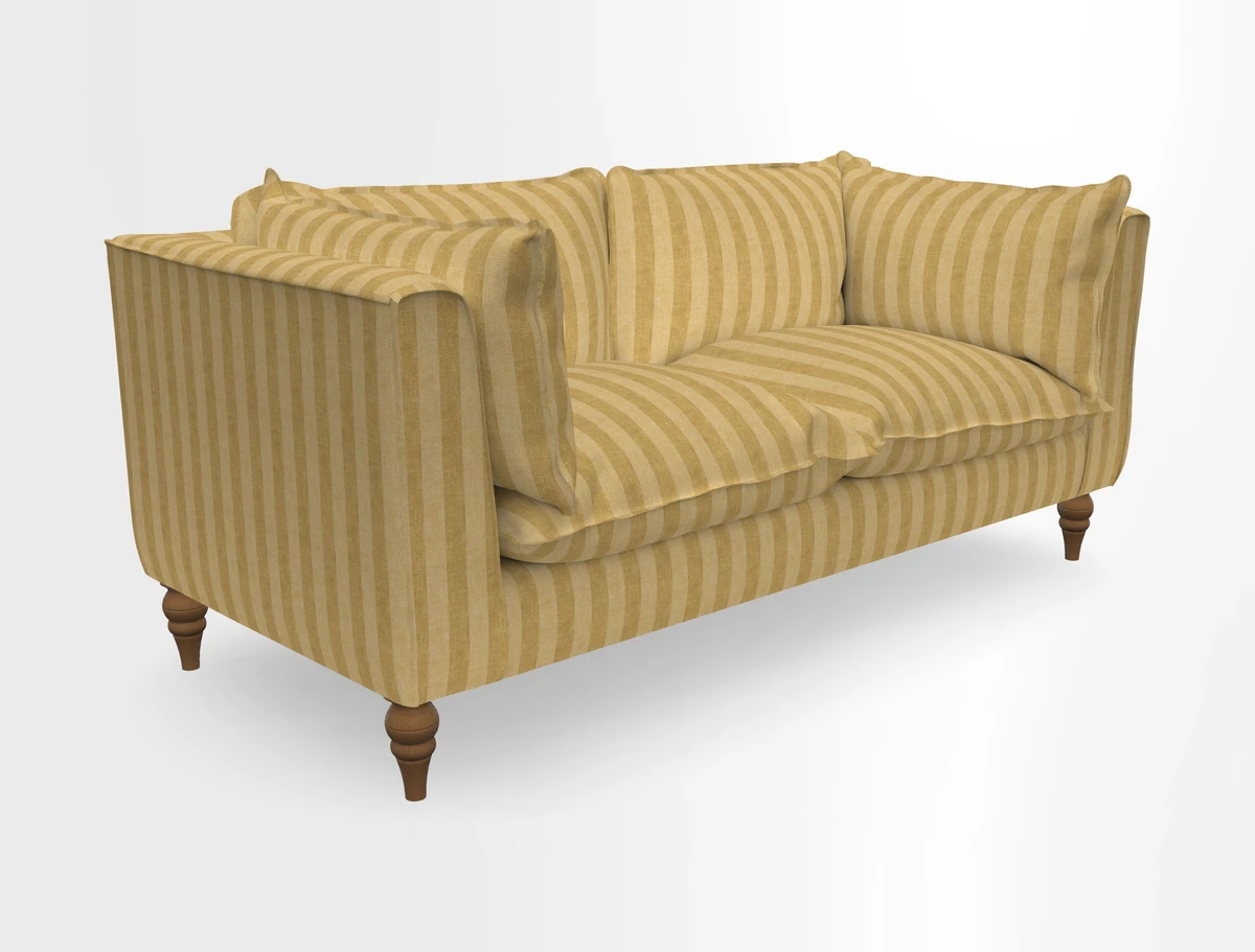 Aysgarth 3 Seater Sofa in Furrow Stripe Broad and Furrow Stripe Narrow Sunflower