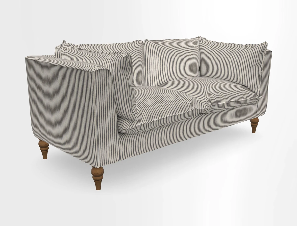 Aysgarth 3 Seater Sofa in Furrow Stripe Broad and Furrow Stripe Narrow Sunflower