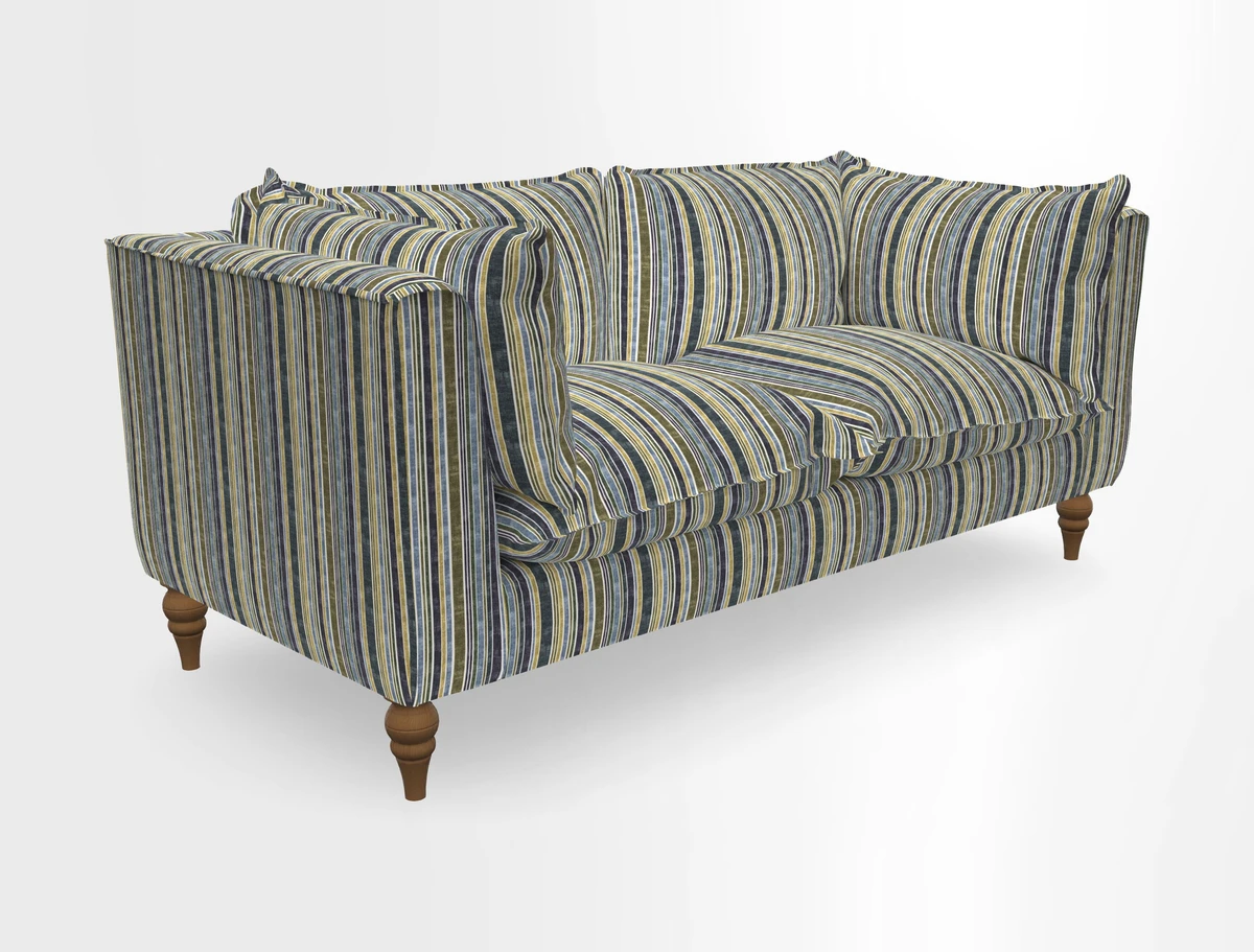 Aysgarth 3 Seater Sofa in Furrow Stripe Broad and Furrow Stripe Narrow Sunflower