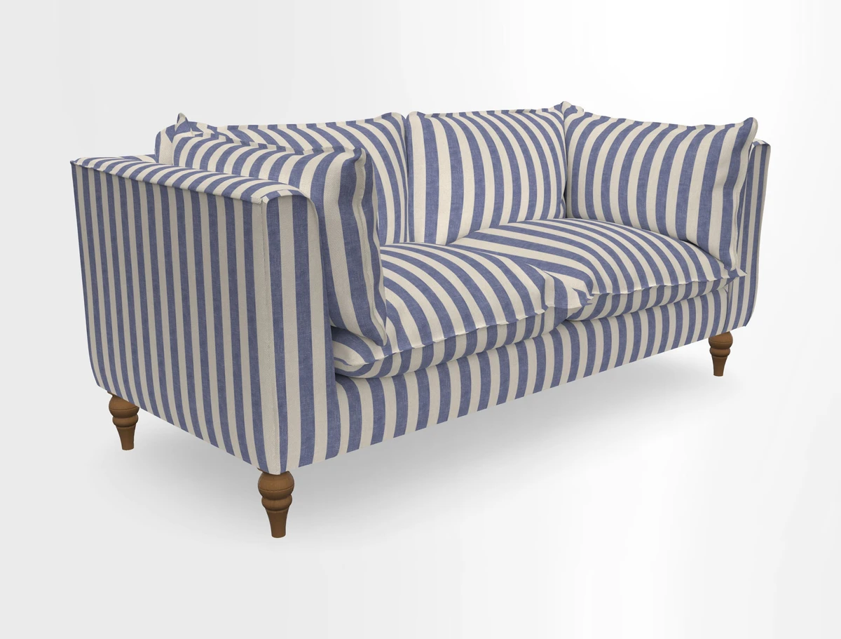 Aysgarth 3 Seater Sofa in Furrow Stripe Broad and Furrow Stripe Narrow Sunflower