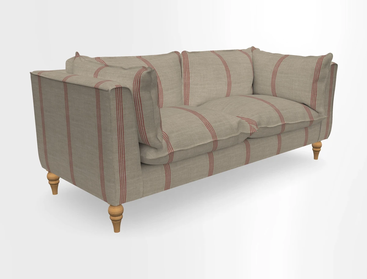 Aysgarth 3 Seater Sofa in Furrow Stripe Broad and Furrow Stripe Narrow Sunflower