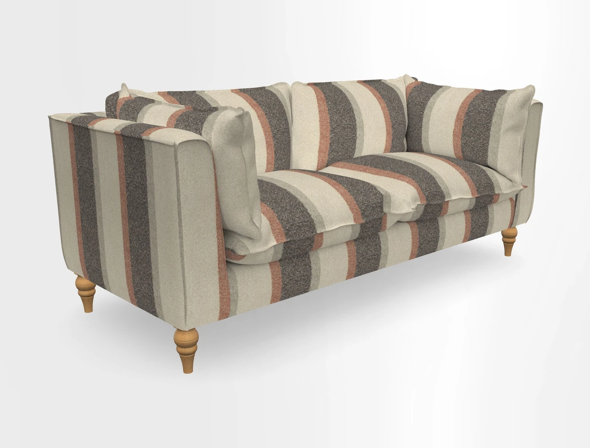 Aysgarth 3 Seater Sofa in Furrow Stripe Broad and Furrow Stripe Narrow Sunflower