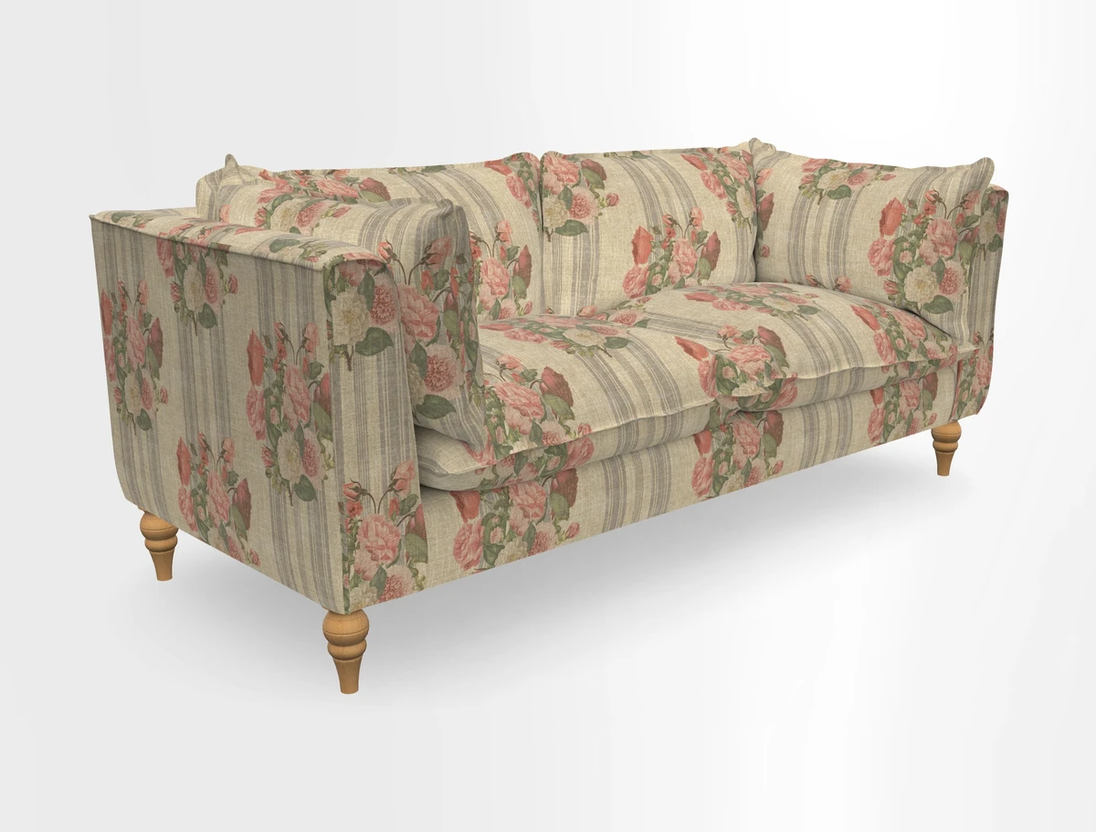 Aysgarth 3 Seater Sofa in Furrow Stripe Broad and Furrow Stripe Narrow Sunflower