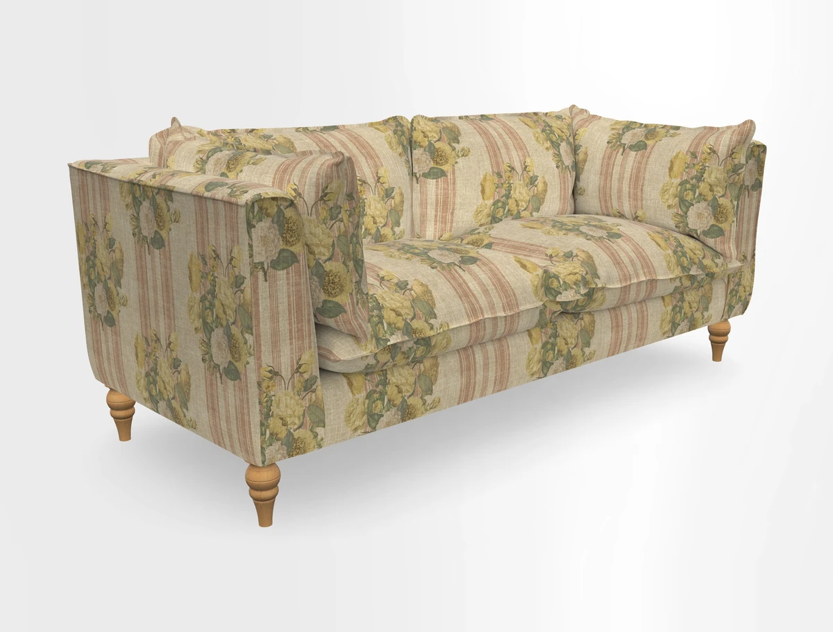 Aysgarth 3 Seater Sofa in Furrow Stripe Broad and Furrow Stripe Narrow Sunflower