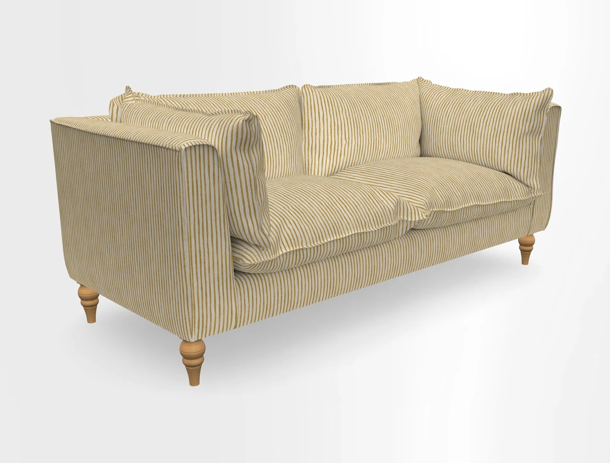 Aysgarth 3 Seater Sofa in Furrow Stripe Broad and Furrow Stripe Narrow Sunflower