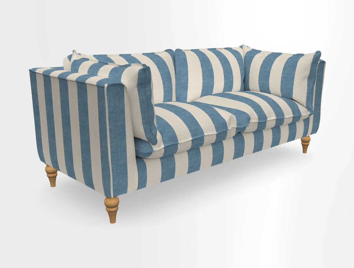 Aysgarth 3 Seater Sofa in Furrow Stripe Broad and Furrow Stripe Narrow Sunflower