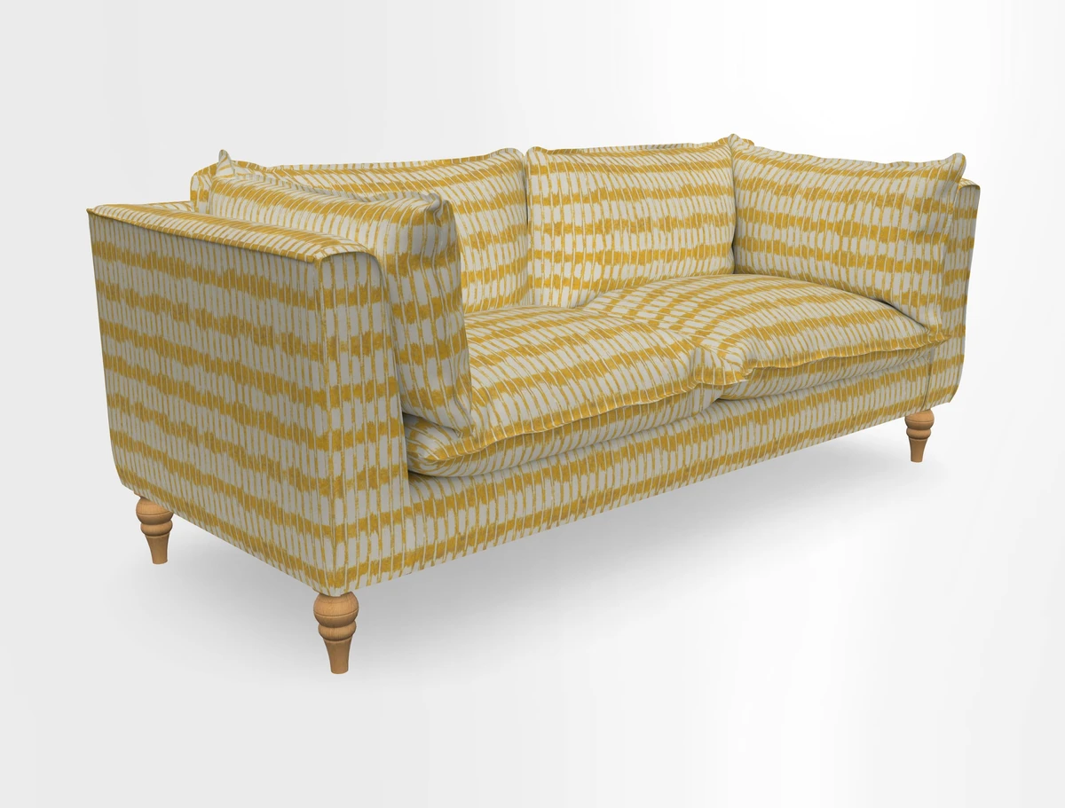 Aysgarth 3 Seater Sofa in Furrow Stripe Broad and Furrow Stripe Narrow Sunflower