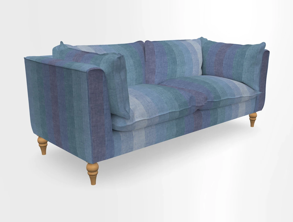 Aysgarth 3 Seater Sofa in Furrow Stripe Broad and Furrow Stripe Narrow Sunflower