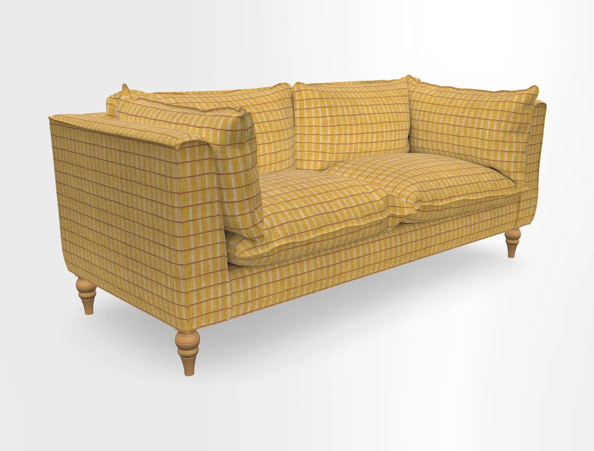 Aysgarth 3 Seater Sofa in Furrow Stripe Broad and Furrow Stripe Narrow Sunflower