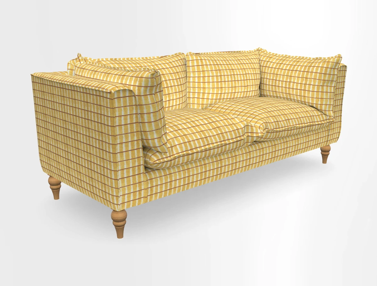 Aysgarth 3 Seater Sofa in Furrow Stripe Broad and Furrow Stripe Narrow Sunflower