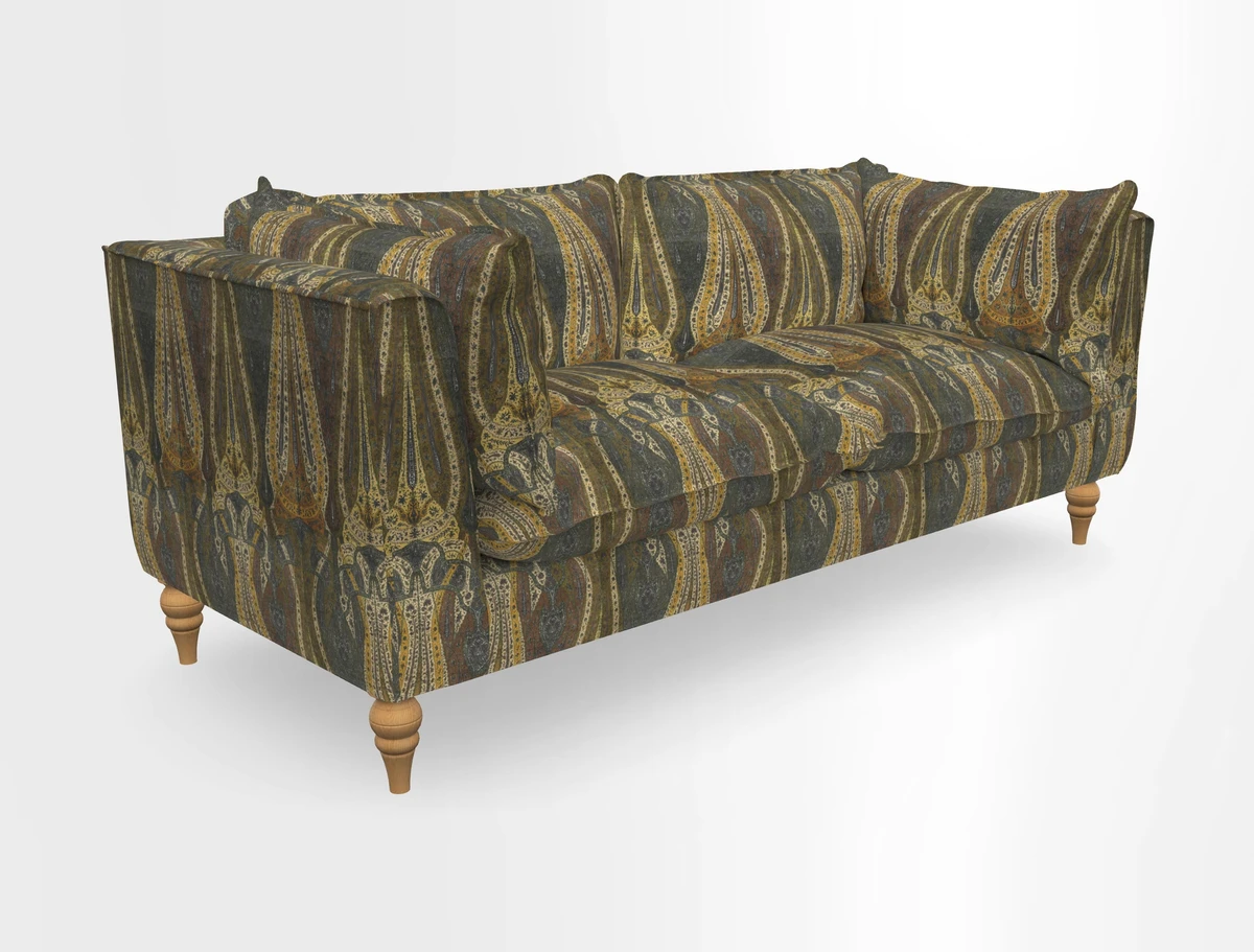 Aysgarth 3 Seater Sofa in Furrow Stripe Broad and Furrow Stripe Narrow Sunflower