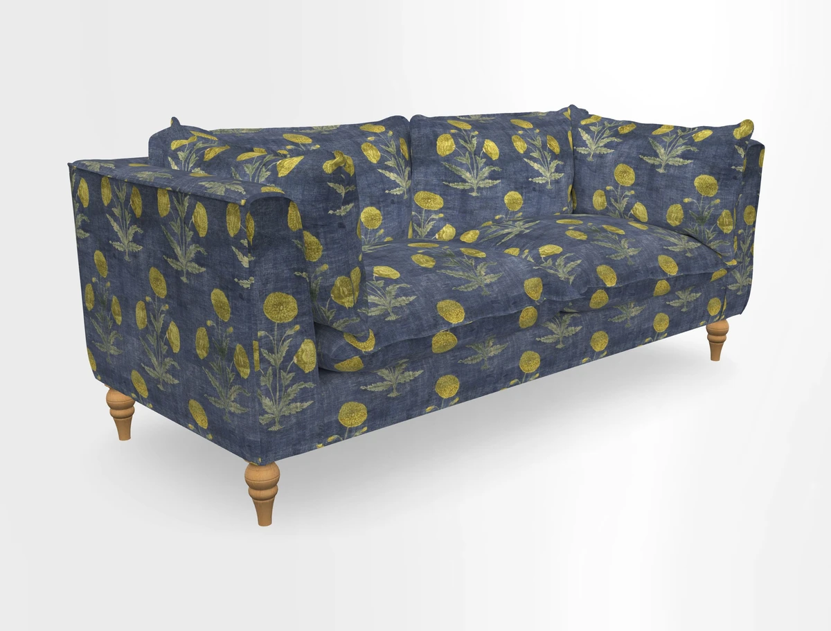 Aysgarth 3 Seater Sofa in Furrow Stripe Broad and Furrow Stripe Narrow Sunflower