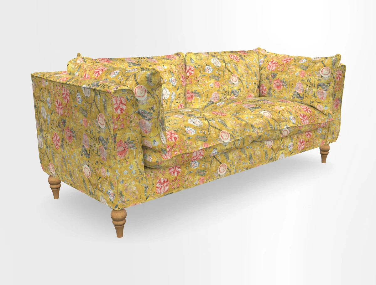 Aysgarth 3 Seater Sofa in Furrow Stripe Broad and Furrow Stripe Narrow Sunflower