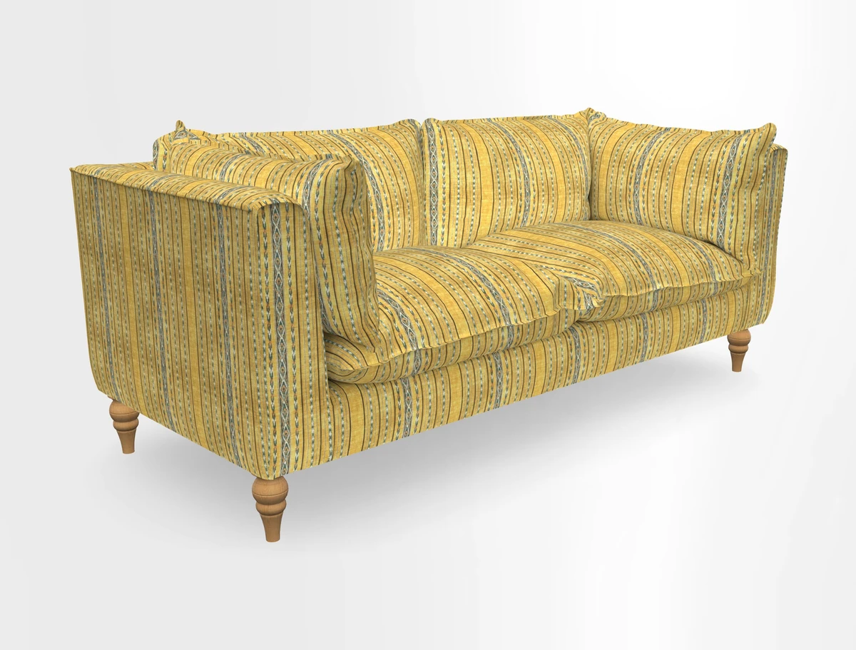 Aysgarth 3 Seater Sofa in Furrow Stripe Broad and Furrow Stripe Narrow Sunflower