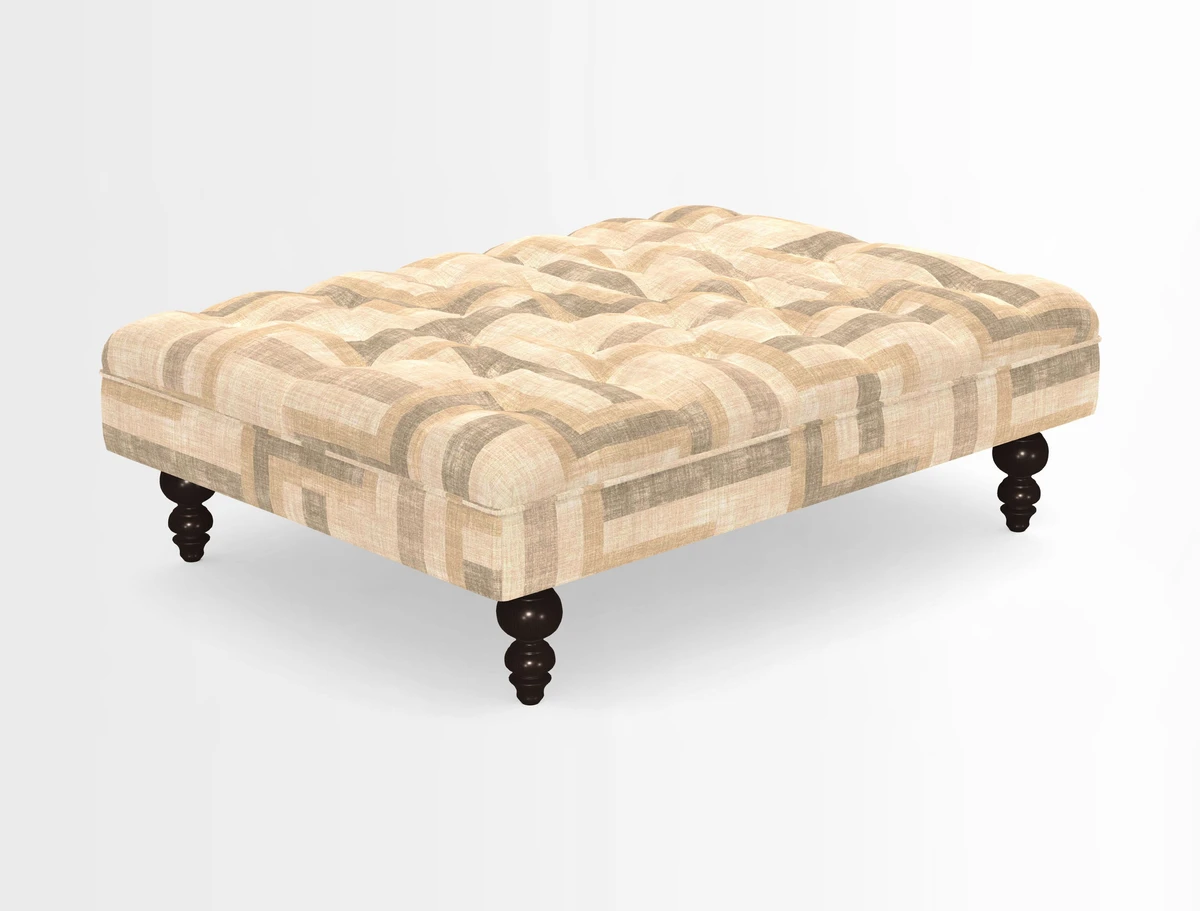 Bedham Footstool in RHS Gertrude Jekyll Lattice Green Alwinton 3 Seater Sofa in RHS Collection on Velvet William Hooker