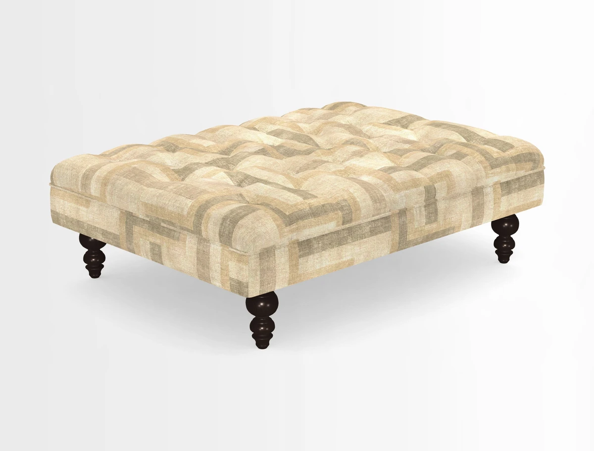 Bedham Footstool in RHS Gertrude Jekyll Lattice Green Alwinton 3 Seater Sofa in RHS Collection on Velvet William Hooker