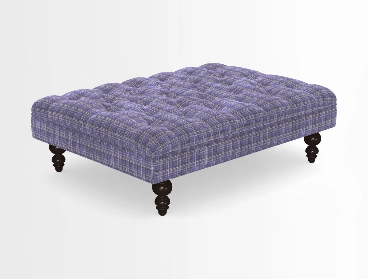 Bedham Footstool in RHS Gertrude Jekyll Lattice Green Alwinton 3 Seater Sofa in RHS Collection on Velvet William Hooker