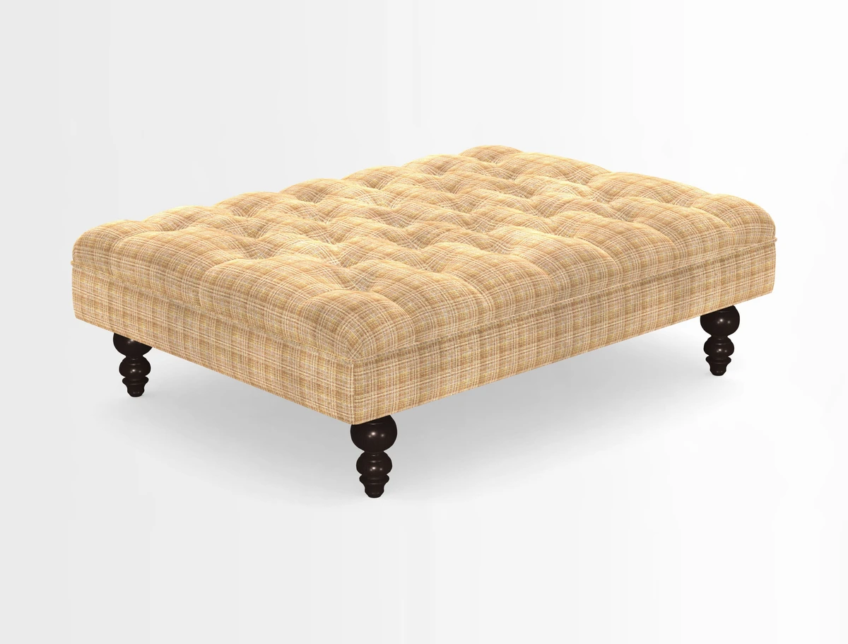 Bedham Footstool in RHS Gertrude Jekyll Lattice Green Alwinton 3 Seater Sofa in RHS Collection on Velvet William Hooker