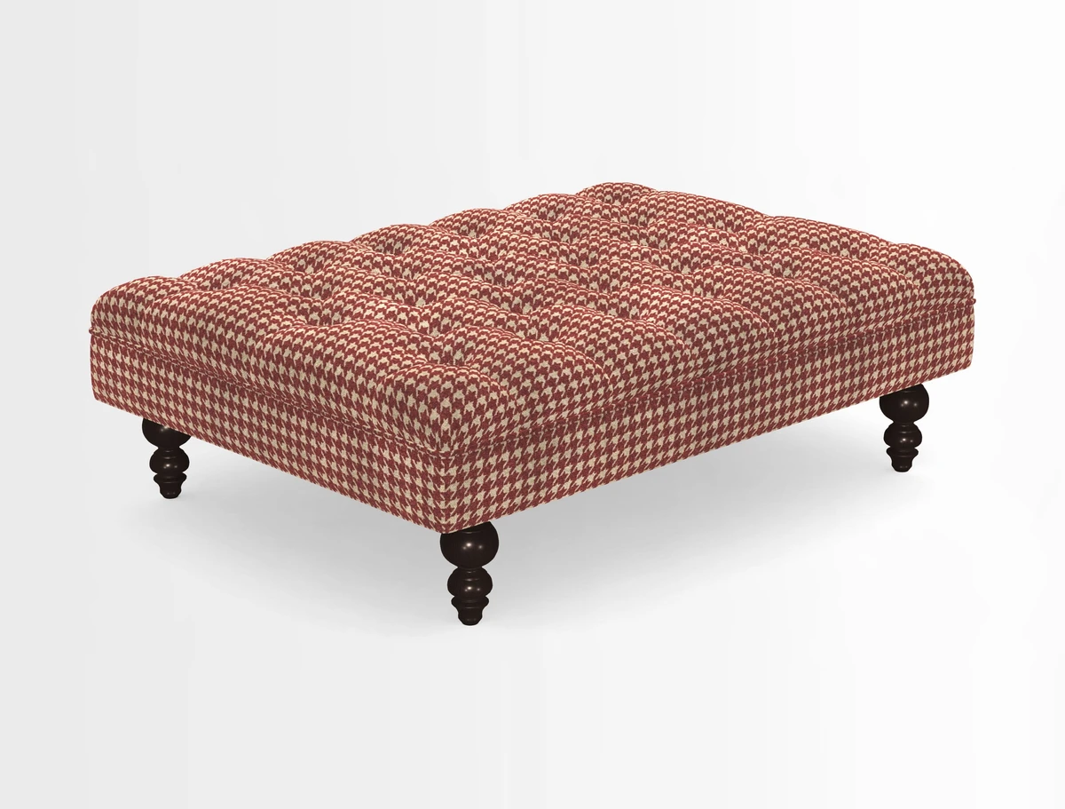 Bedham Footstool in RHS Gertrude Jekyll Lattice Green Alwinton 3 Seater Sofa in RHS Collection on Velvet William Hooker