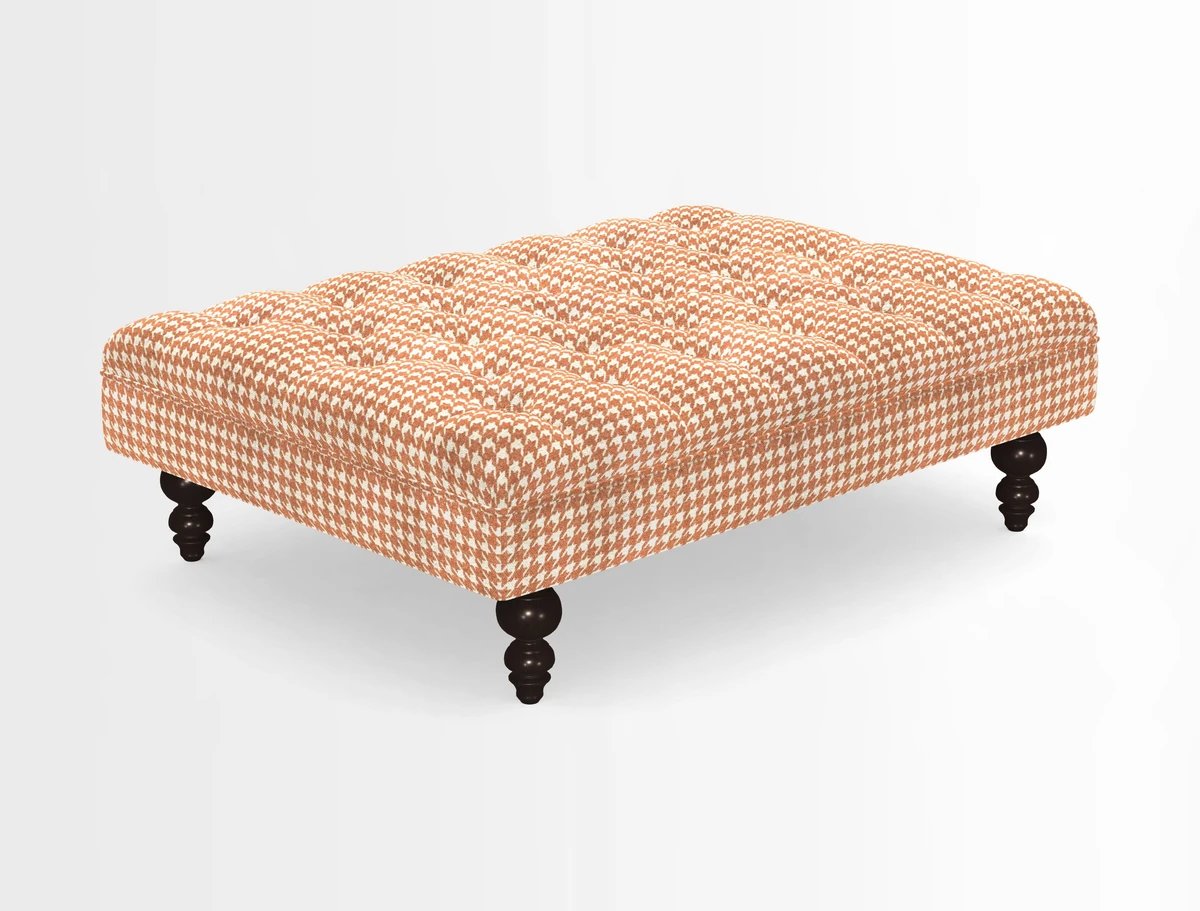 Bedham Footstool in RHS Gertrude Jekyll Lattice Green Alwinton 3 Seater Sofa in RHS Collection on Velvet William Hooker