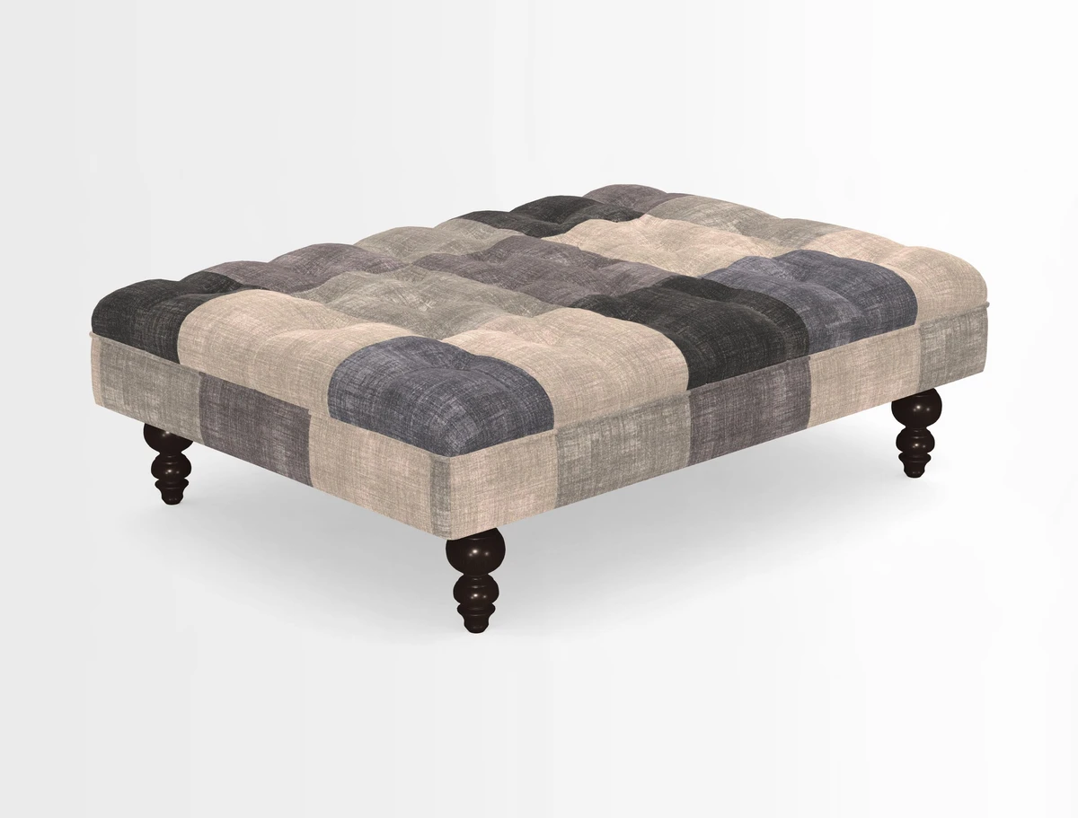 Bedham Footstool in RHS Gertrude Jekyll Lattice Green Alwinton 3 Seater Sofa in RHS Collection on Velvet William Hooker