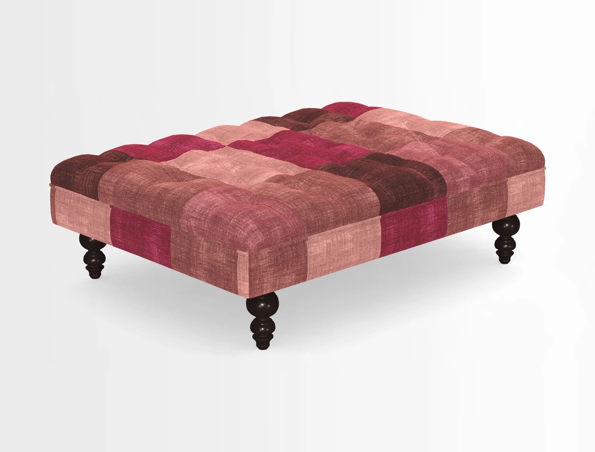 Bedham Footstool in RHS Gertrude Jekyll Lattice Green Alwinton 3 Seater Sofa in RHS Collection on Velvet William Hooker