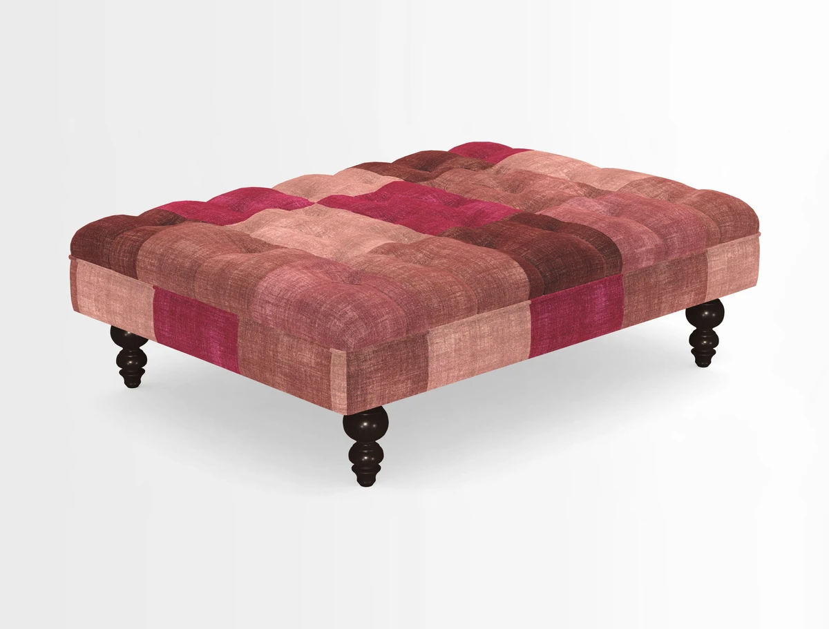 Bedham Footstool in RHS Gertrude Jekyll Lattice Green Alwinton 3 Seater Sofa in RHS Collection on Velvet William Hooker