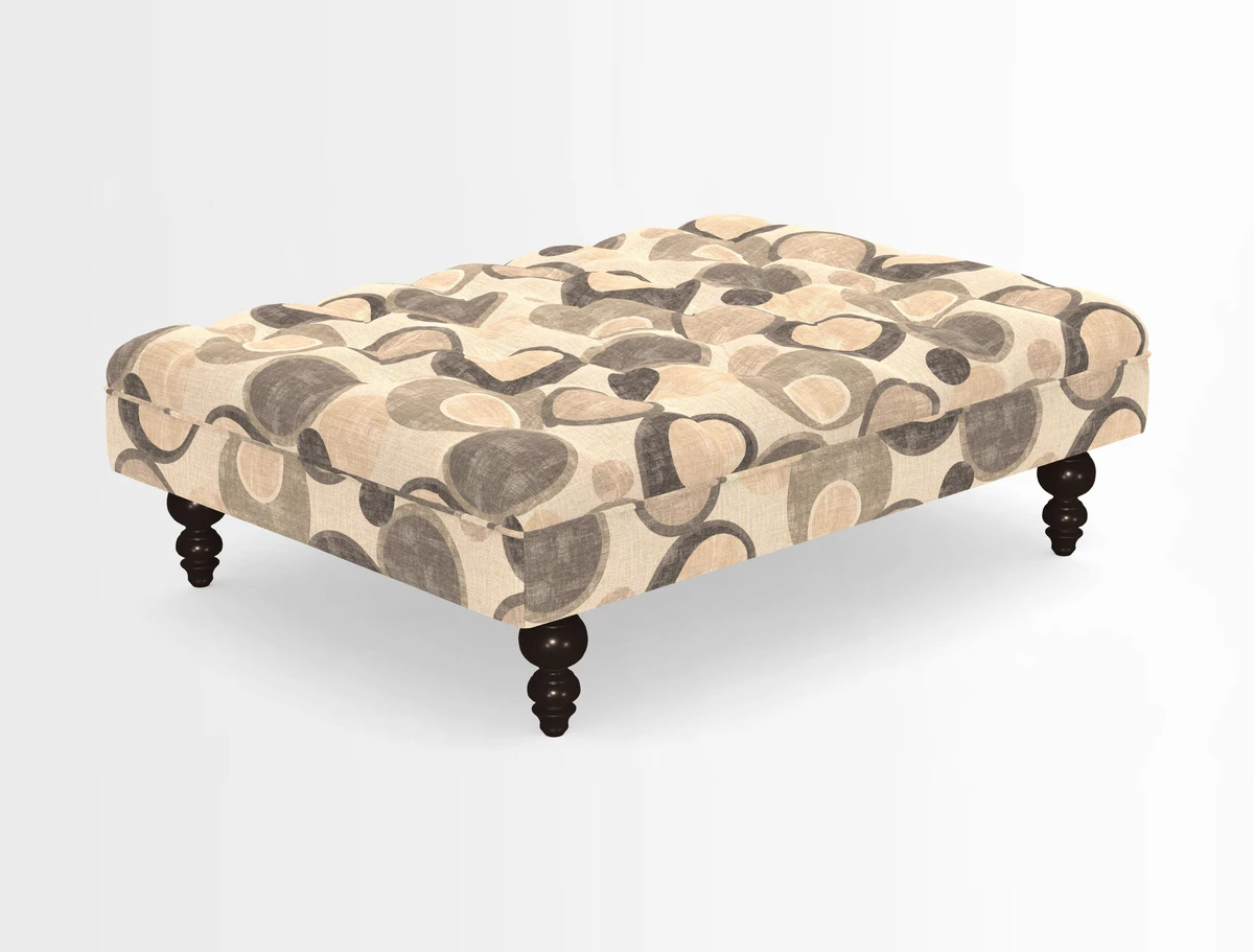 Bedham Footstool in RHS Gertrude Jekyll Lattice Green Alwinton 3 Seater Sofa in RHS Collection on Velvet William Hooker