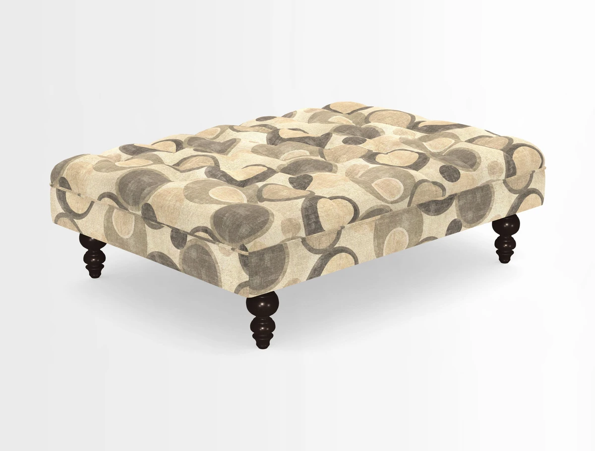 Bedham Footstool in RHS Gertrude Jekyll Lattice Green Alwinton 3 Seater Sofa in RHS Collection on Velvet William Hooker