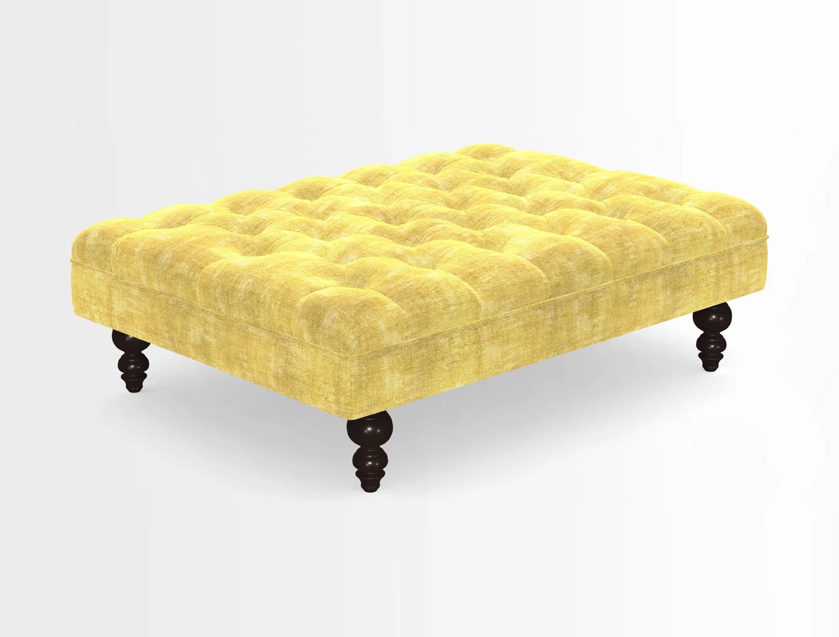 Bedham Footstool in RHS Gertrude Jekyll Lattice Green Alwinton 3 Seater Sofa in RHS Collection on Velvet William Hooker
