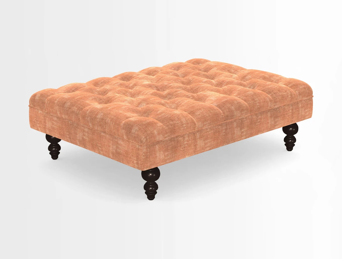 Bedham Footstool in RHS Gertrude Jekyll Lattice Green Alwinton 3 Seater Sofa in RHS Collection on Velvet William Hooker