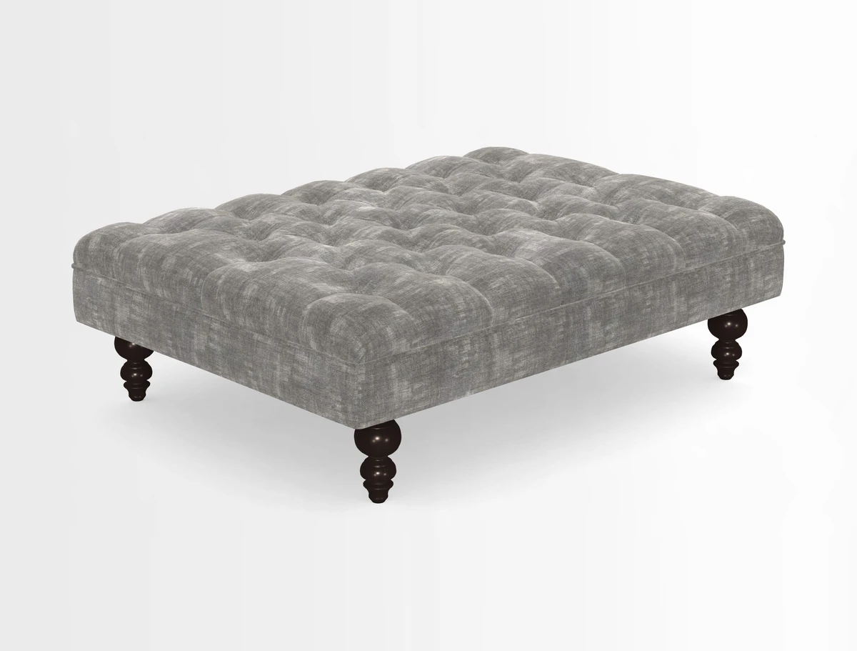 Bedham Footstool in RHS Gertrude Jekyll Lattice Green Alwinton 3 Seater Sofa in RHS Collection on Velvet William Hooker