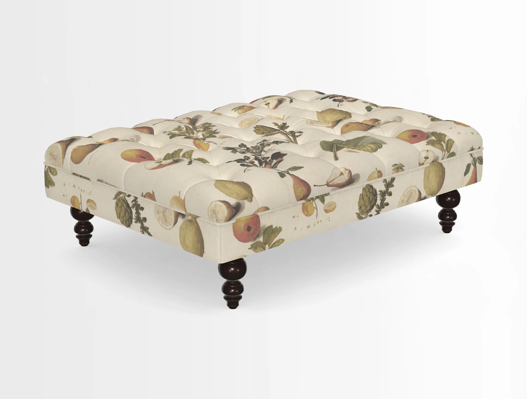 Bedham Footstool in RHS Gertrude Jekyll Lattice Green Alwinton 3 Seater Sofa in RHS Collection on Velvet William Hooker