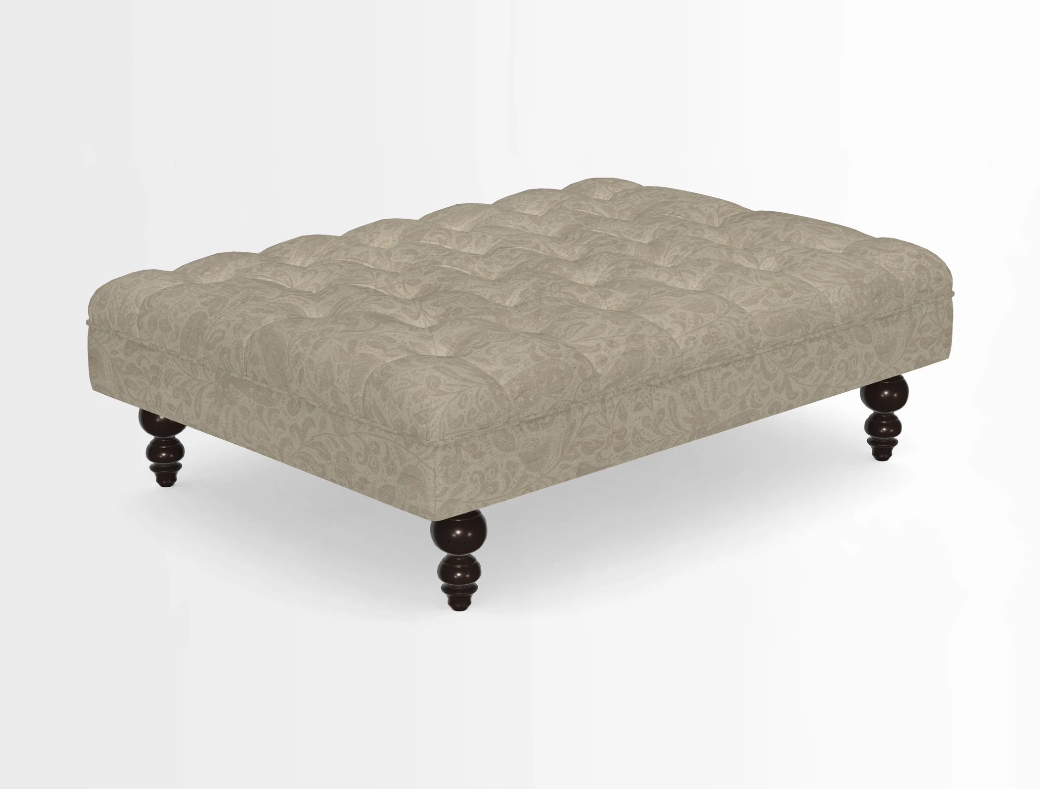 Bedham Footstool in RHS Gertrude Jekyll Lattice Green Alwinton 3 Seater Sofa in RHS Collection on Velvet William Hooker