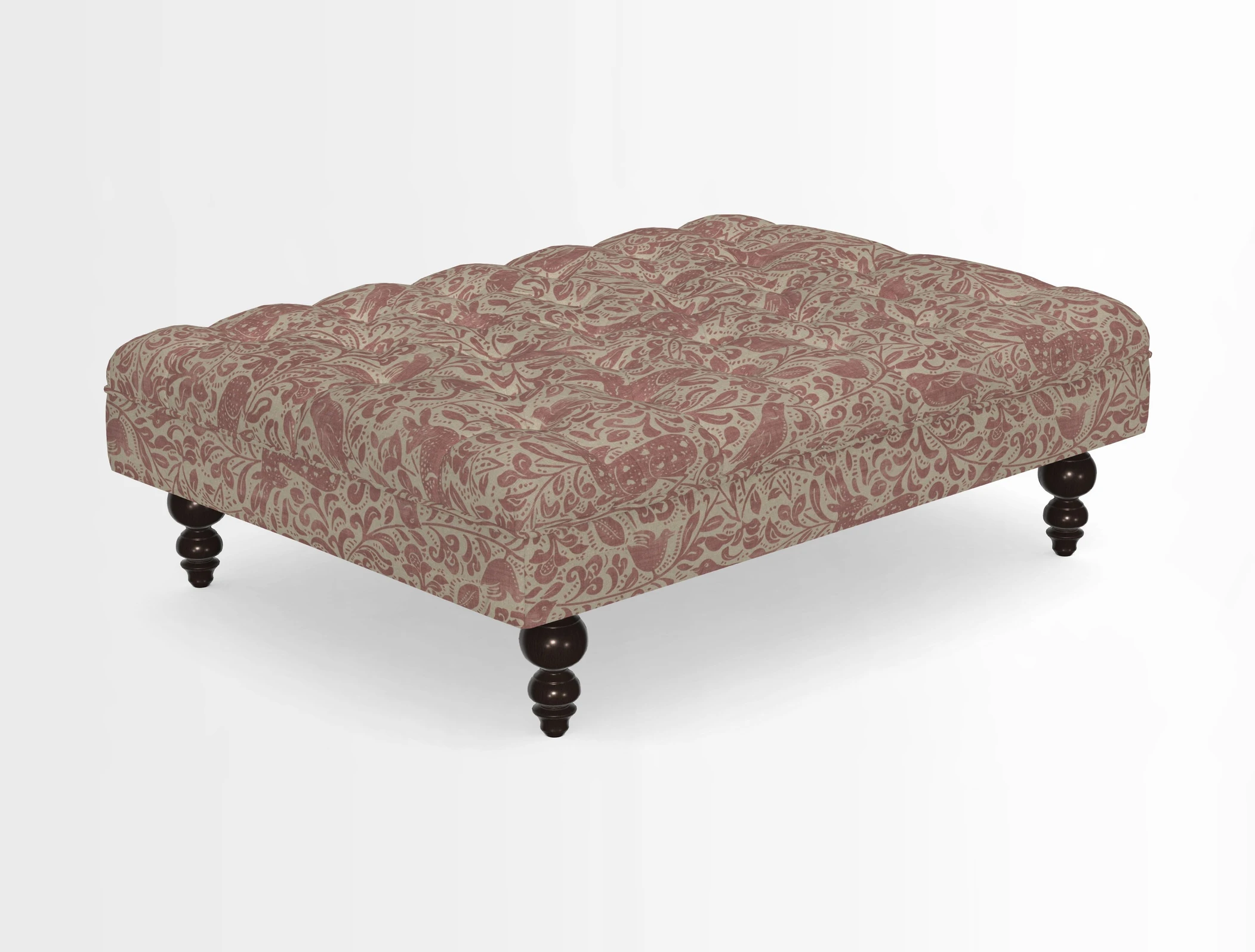 Bedham Footstool in RHS Gertrude Jekyll Lattice Green Alwinton 3 Seater Sofa in RHS Collection on Velvet William Hooker