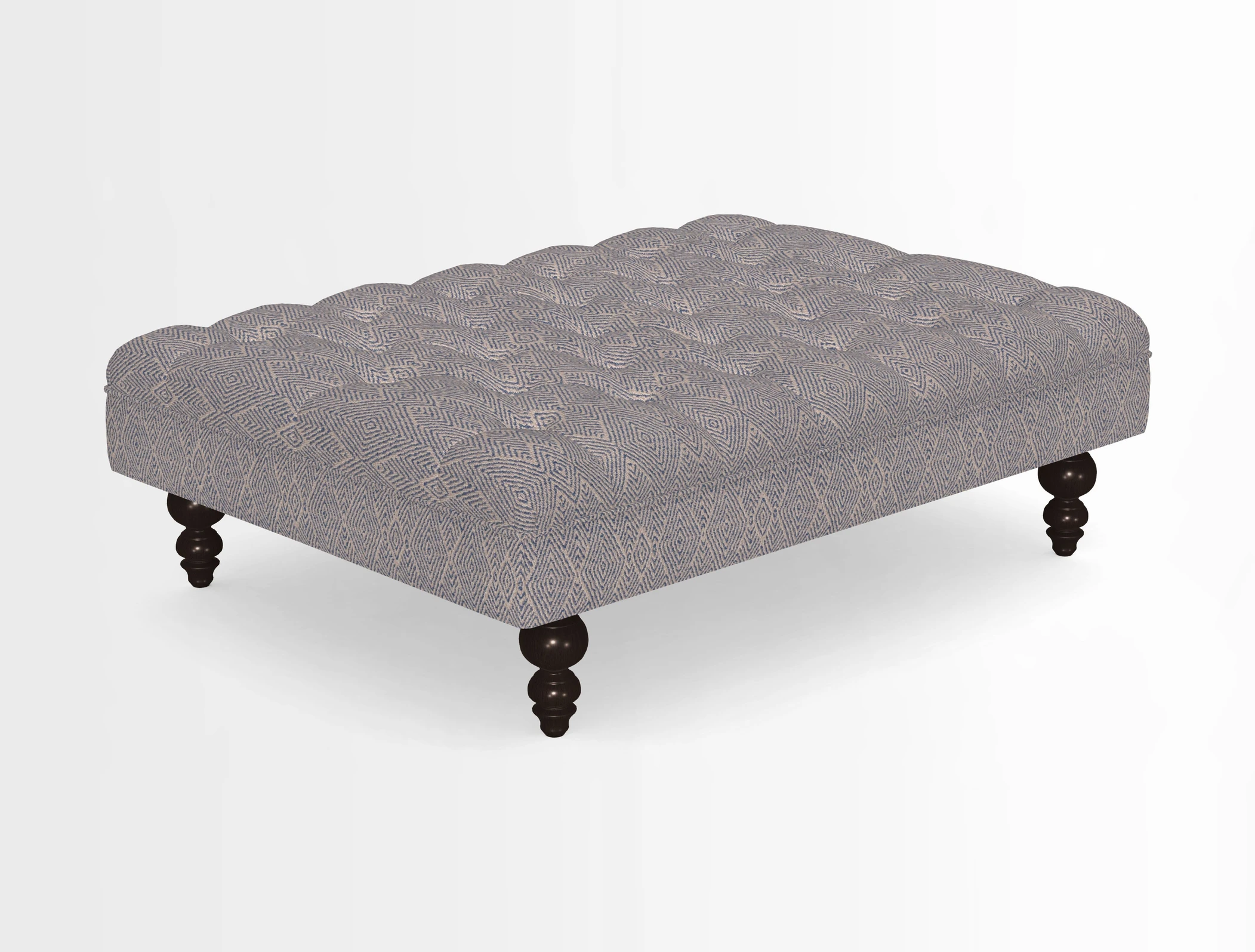 Bedham Footstool in RHS Gertrude Jekyll Lattice Green Alwinton 3 Seater Sofa in RHS Collection on Velvet William Hooker