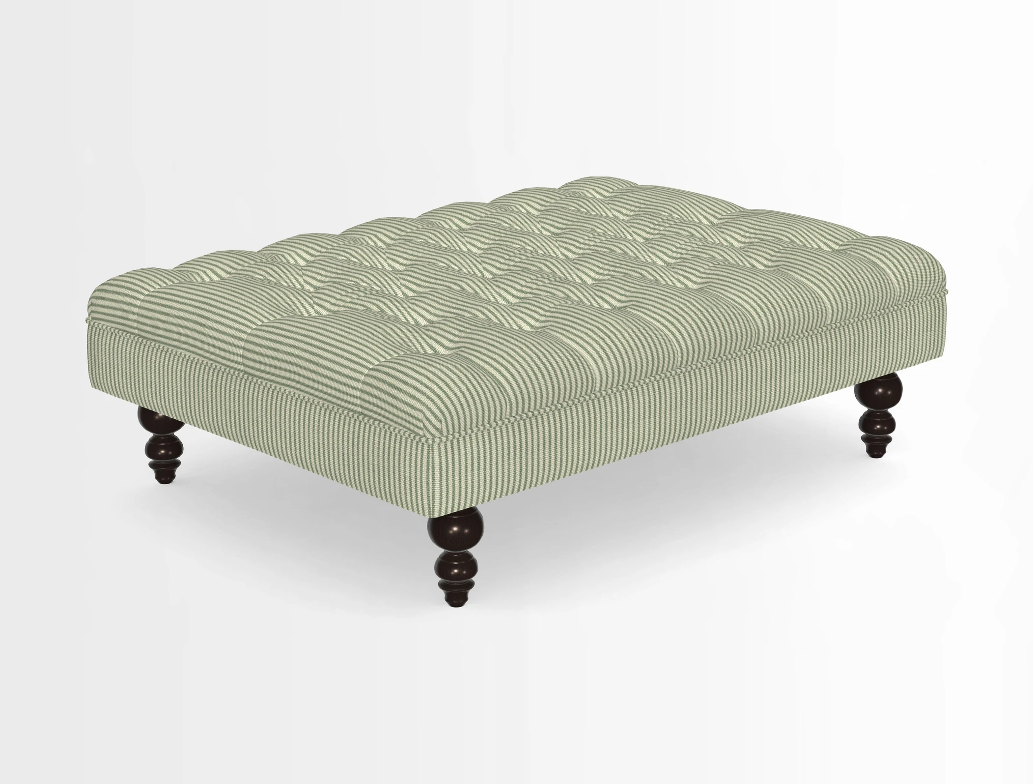 Bedham Footstool in RHS Gertrude Jekyll Lattice Green Alwinton 3 Seater Sofa in RHS Collection on Velvet William Hooker