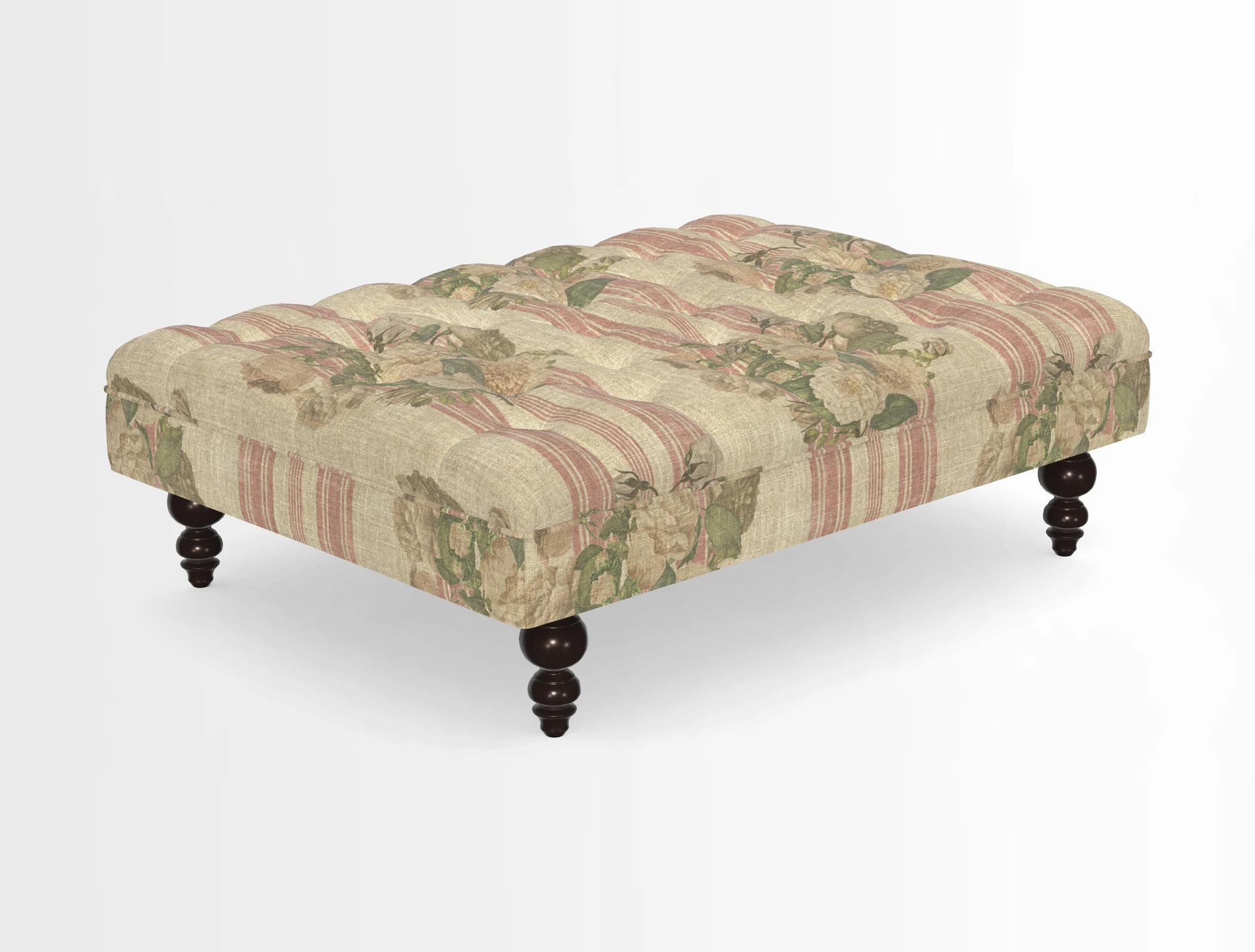 Bedham Footstool in RHS Gertrude Jekyll Lattice Green Alwinton 3 Seater Sofa in RHS Collection on Velvet William Hooker