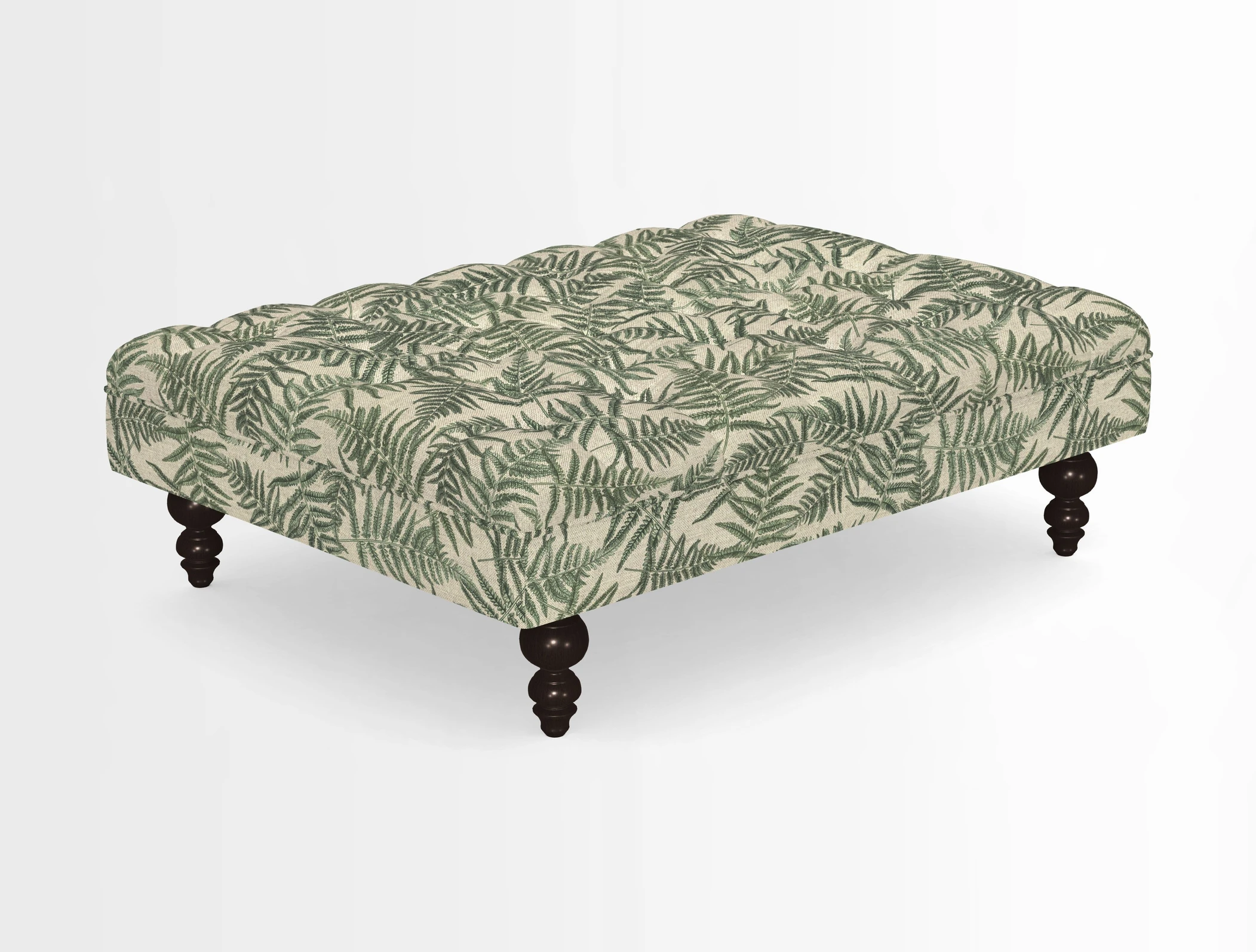 Bedham Footstool in RHS Gertrude Jekyll Lattice Green Alwinton 3 Seater Sofa in RHS Collection on Velvet William Hooker