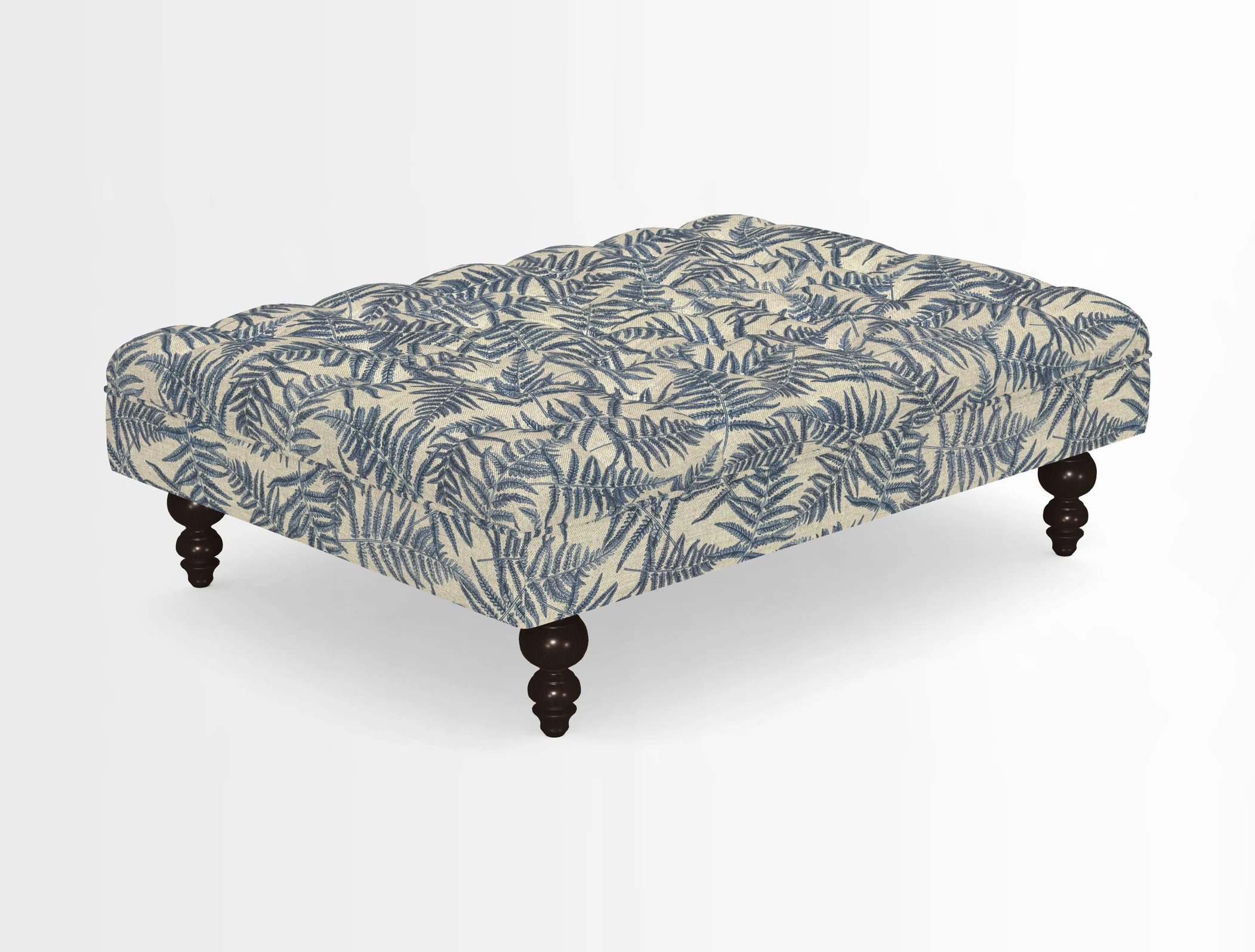 Bedham Footstool in RHS Gertrude Jekyll Lattice Green Alwinton 3 Seater Sofa in RHS Collection on Velvet William Hooker