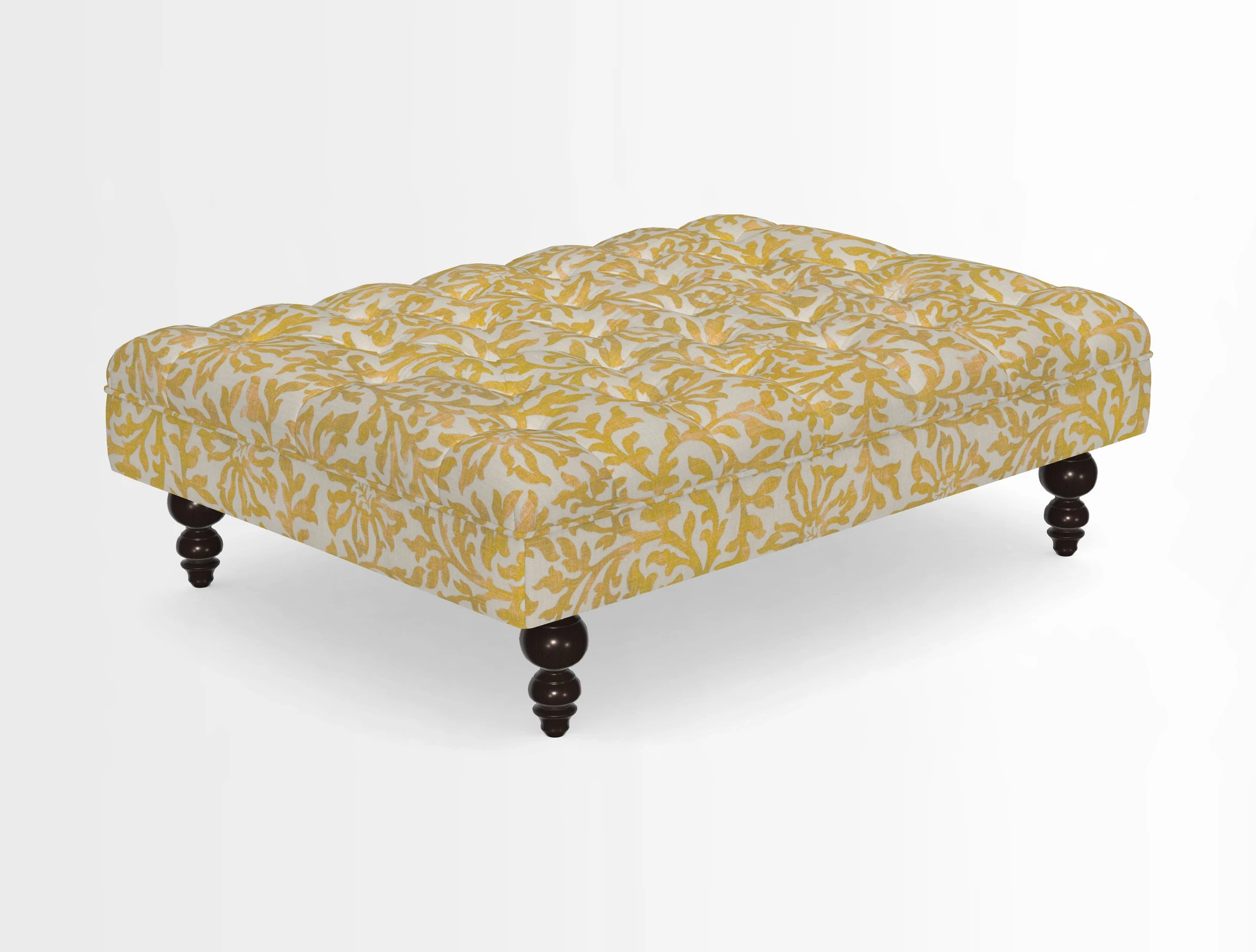 Bedham Footstool in RHS Gertrude Jekyll Lattice Green Alwinton 3 Seater Sofa in RHS Collection on Velvet William Hooker