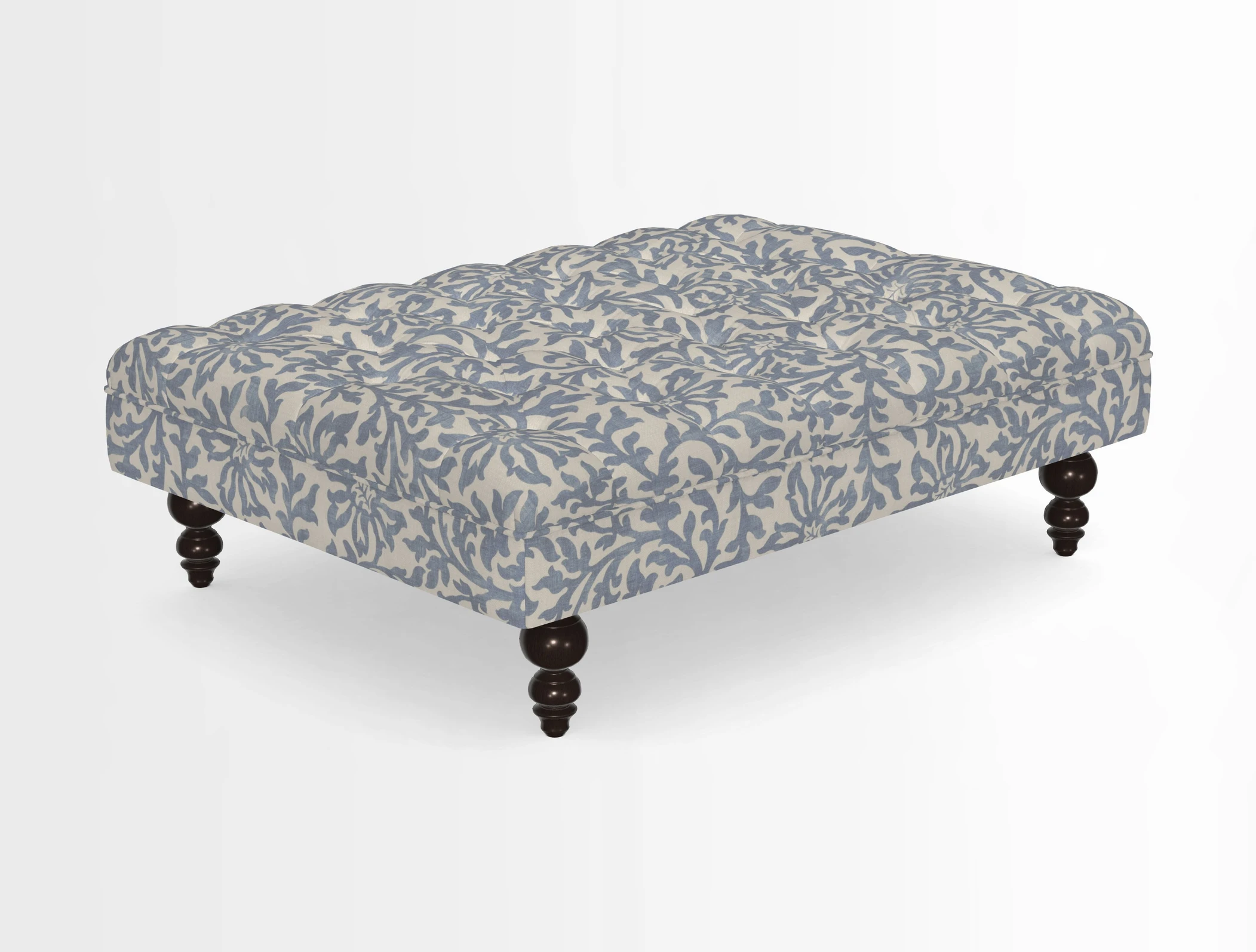 Bedham Footstool in RHS Gertrude Jekyll Lattice Green Alwinton 3 Seater Sofa in RHS Collection on Velvet William Hooker