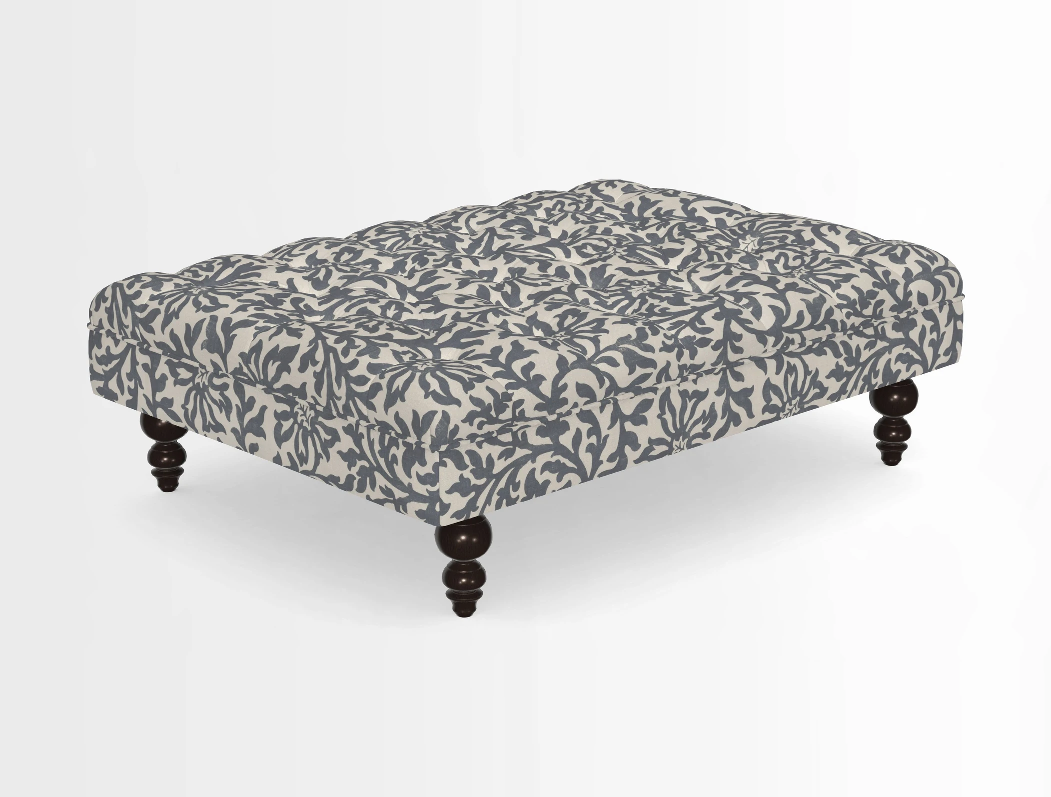 Bedham Footstool in RHS Gertrude Jekyll Lattice Green Alwinton 3 Seater Sofa in RHS Collection on Velvet William Hooker